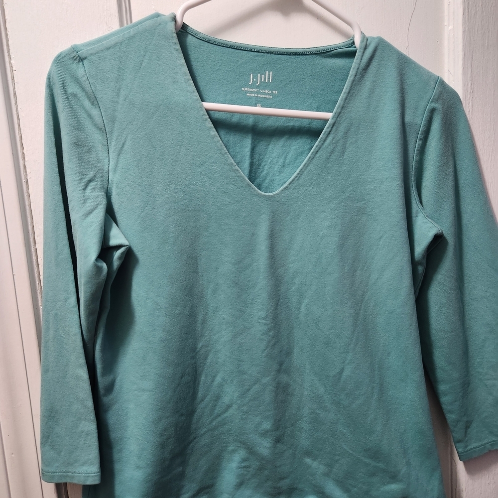 J. Jill Women's Teal V-Neck Top